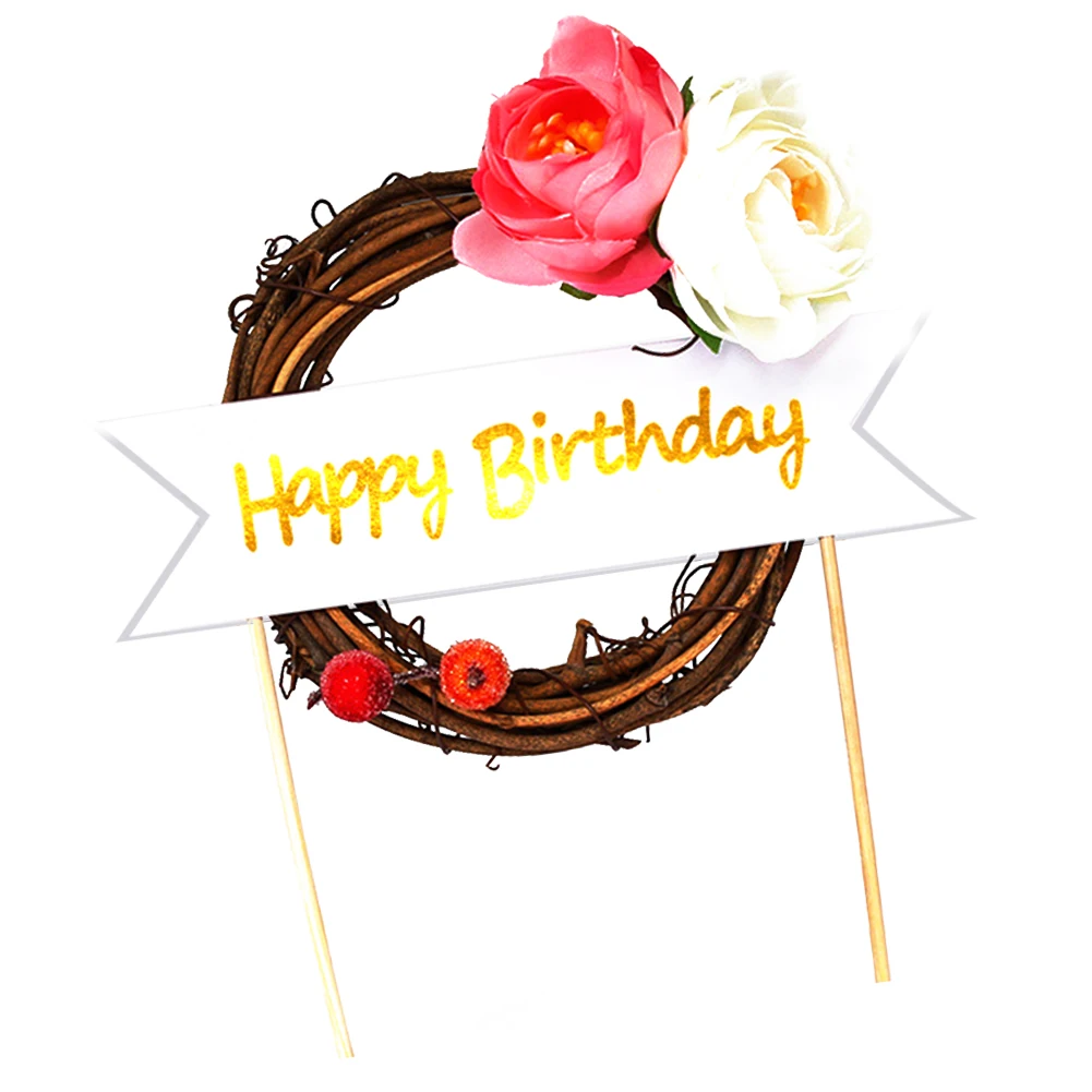 Топпер на торт с роза ягоды Птичье гнездо палку декора украшения для капкейков