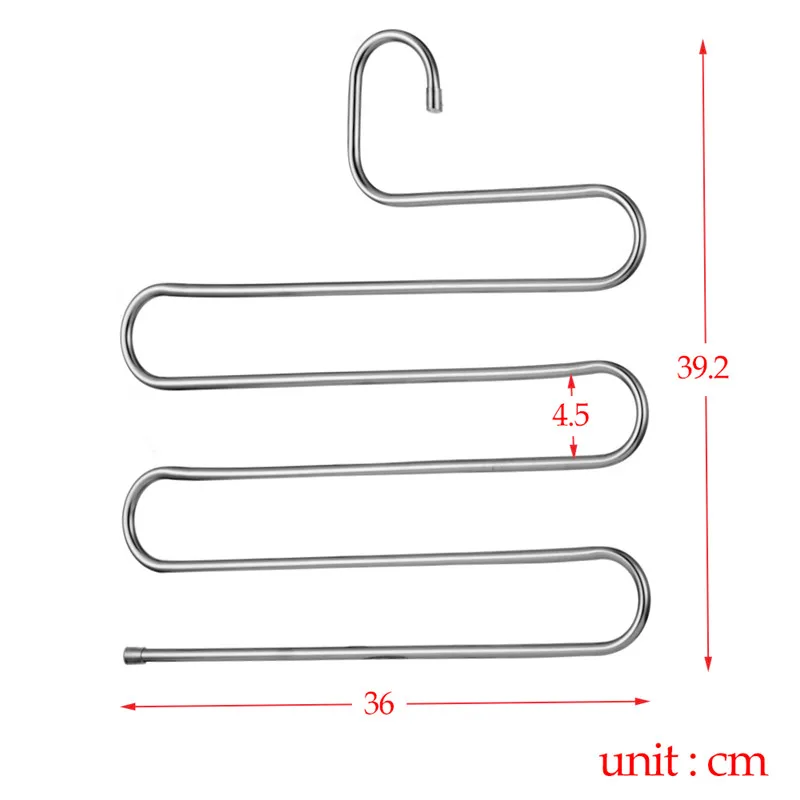 

Hot Sell New Magic Stainless Steel Trousers Hanger Multifunction Pants Closet Belt Holder Rack S-type 5 Layers Saving Space