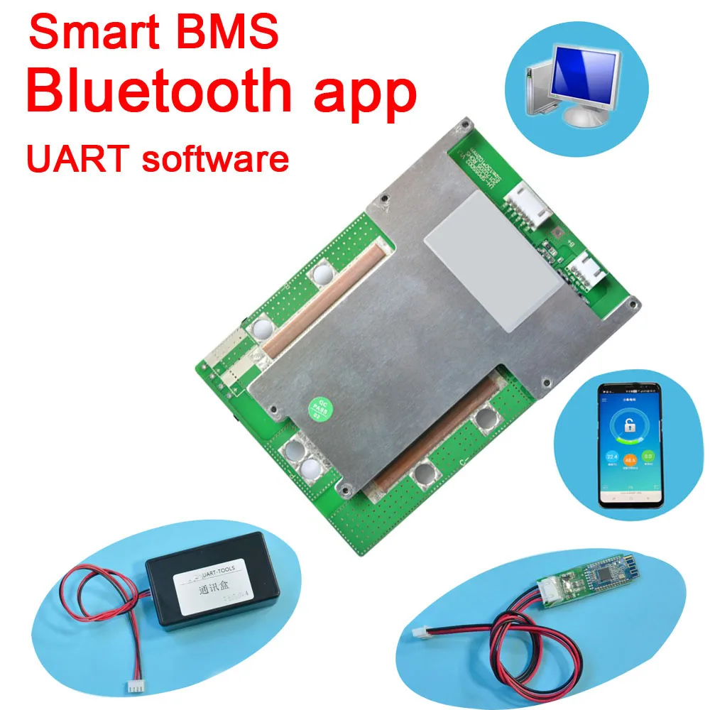 Bluetooth APP 5S литиевая батарея lifepo4 смарт Плата защиты баланс литий ионная BMS 20A 30A 40A 60A