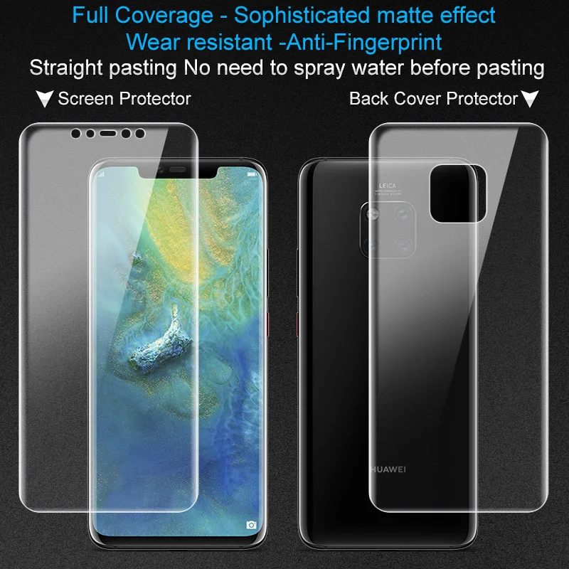 2 шт. полное покрытие для Huawei Mate 20 X Pro Защитная пленка экрана задняя наклейка Imak