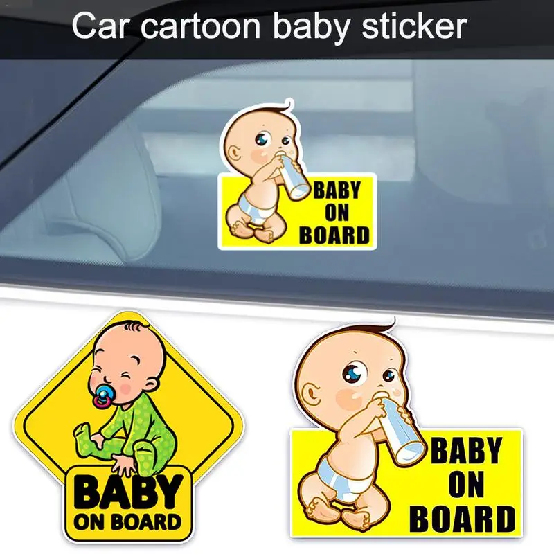 Автомобильная наклейка с милым мультяшным изображением малыша на доске узор