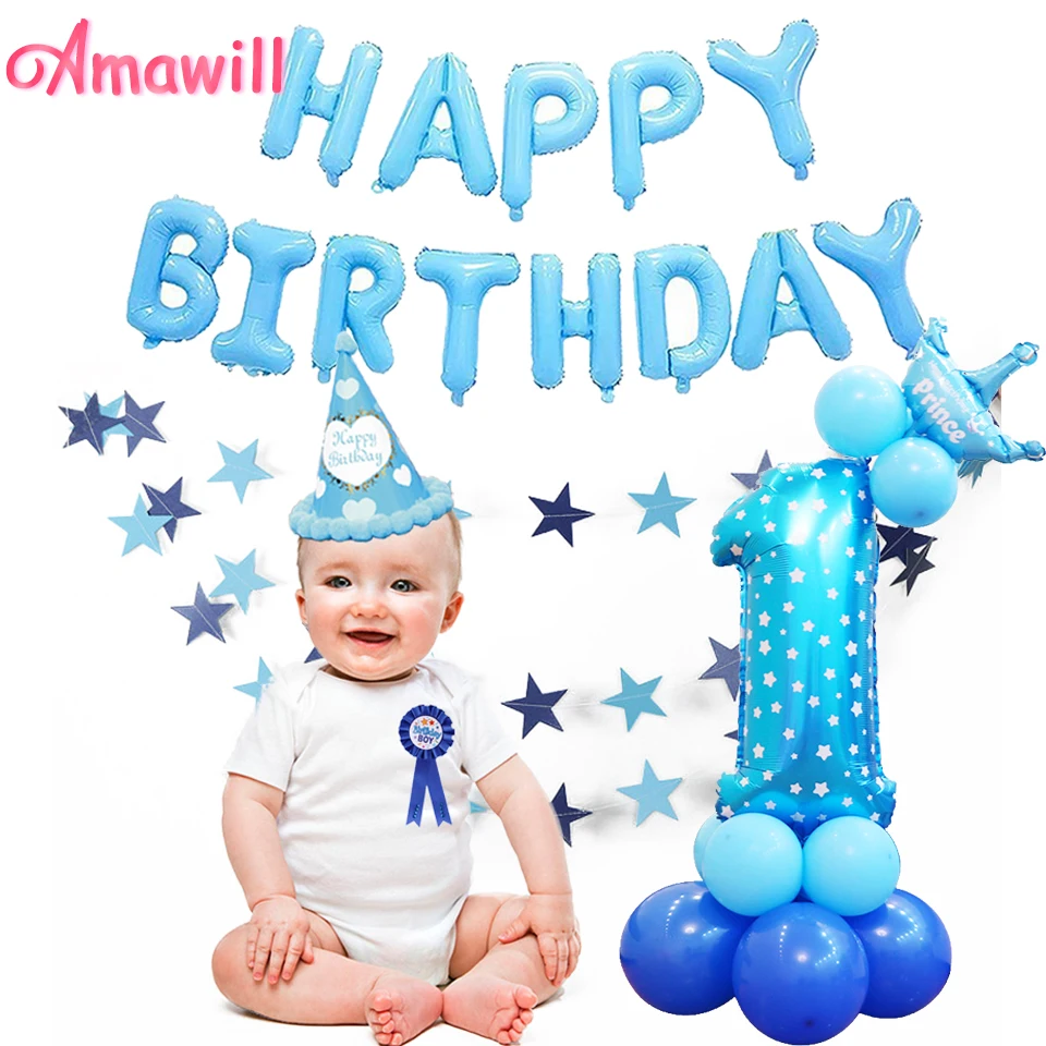 Amawill Baby Shower девочка на 1 й день рождения воздушные шары набор для украшения