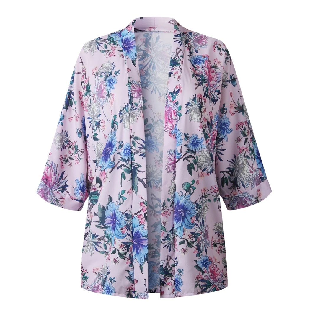 Женская винтажная блузка кимоно свободная туника с цветочным принтом 2019|Блузки| |