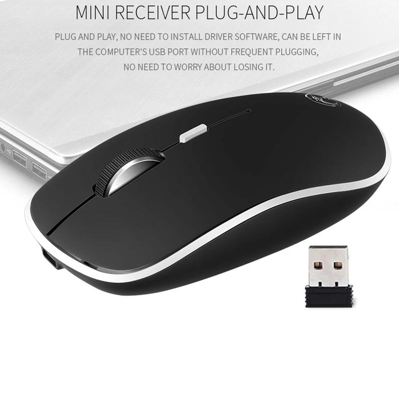 IMice перезаряжаемая USB Беспроводная мышь 1600 точек/дюйм приемник 2 0 бесшумные