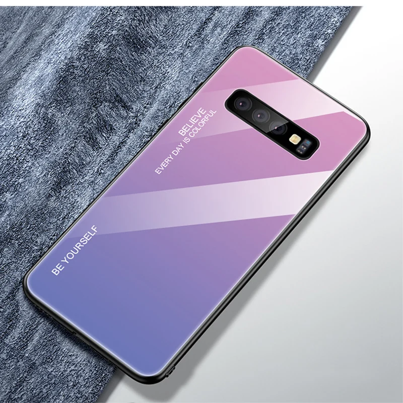 Ocolor для samsung Galaxy S10 чехол телефона закаленное Стекло градиент замена крышки плюс