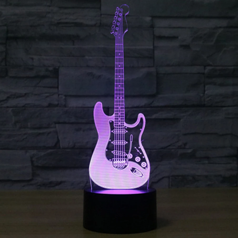 3D LED ночник электрическая гитара с 7 видов цветов лампа для украшения дома