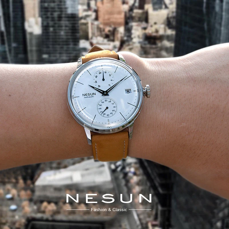 

NESUN Luxury Brand Men's Automatic Mechanical Watch Men Fashion Casual Wristwatches Genuine Leather Clock Male Relogio Masculino