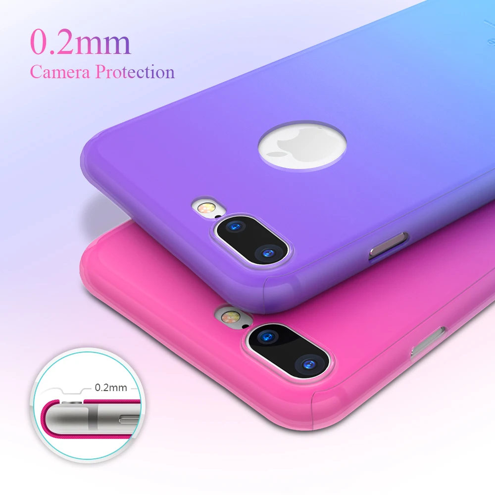 KISSCASE 360 градусов покрытие Защитные чехлы для iPhone 6 6S 7 Plus закаленное стекло