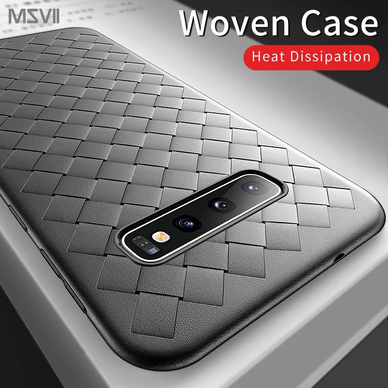 Msvii Phone Case for Samsung S10 Silicone Cover Galaxy Plus Back Covers Leather Funda |