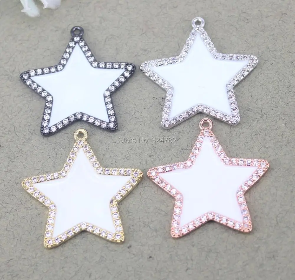10 шт. металлическая медь белая эмаль звезда кулон бусины проложили кубический