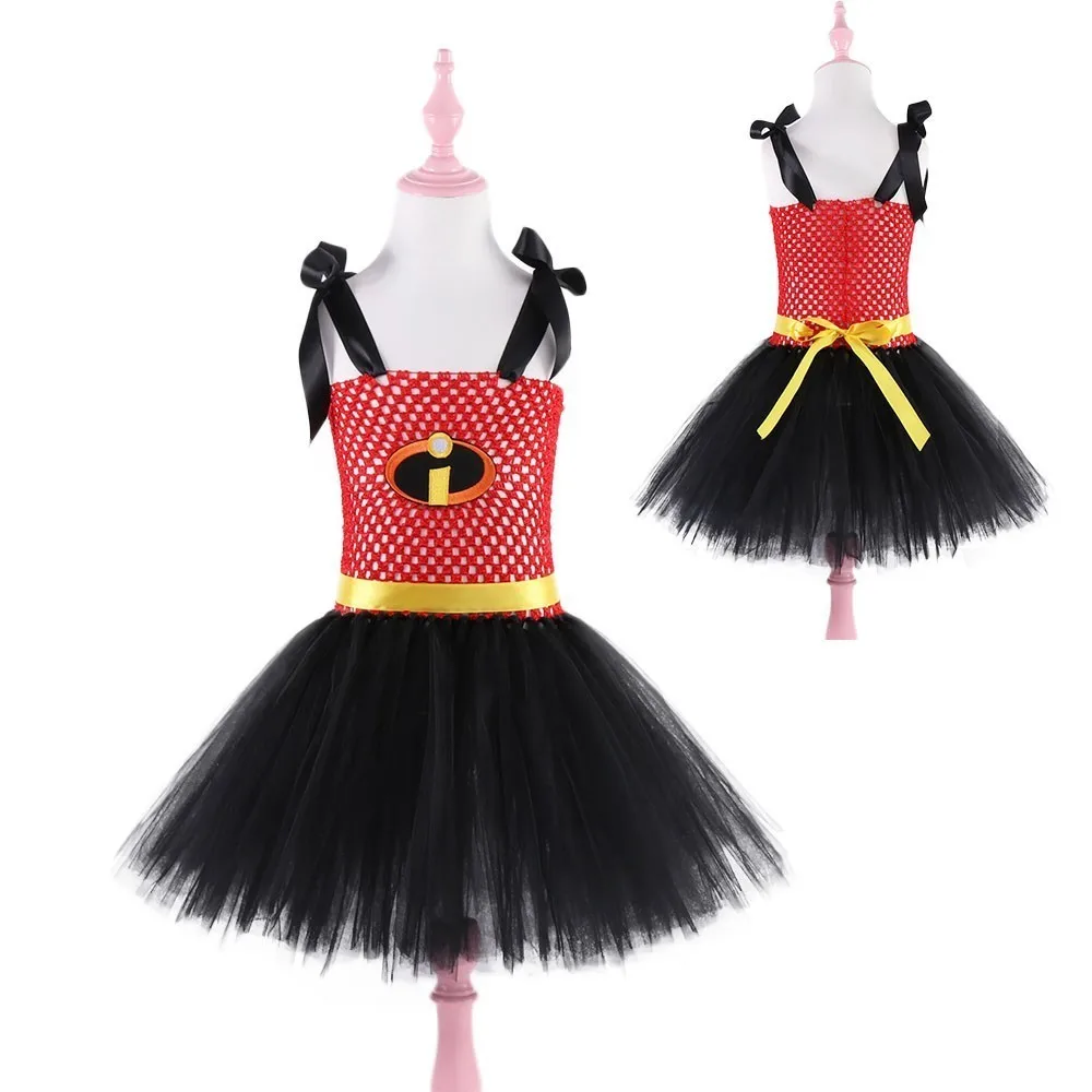 Red Black Incredible Girls Tutu Dress Superhero Theme Birthday Party Dresses Girl Baby Halloween Cosplay Costume for Kids | Детская