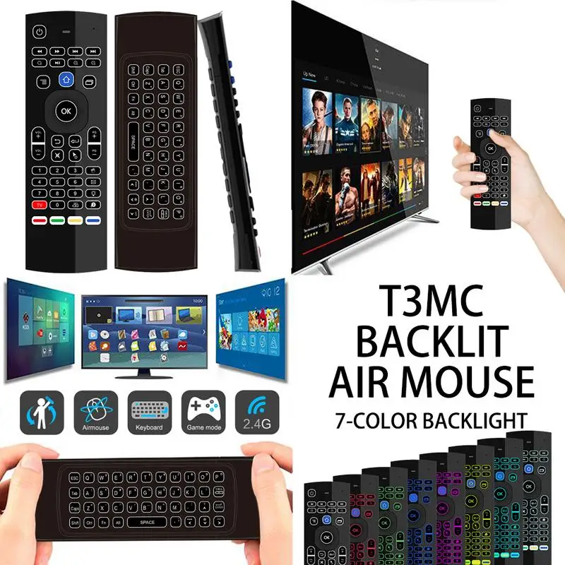 T3MC клавиатура с подсветкой Air Мышь T3 дистанционного Управление 2 4G RF Беспроводной микрофон|Пульты ДУ| |