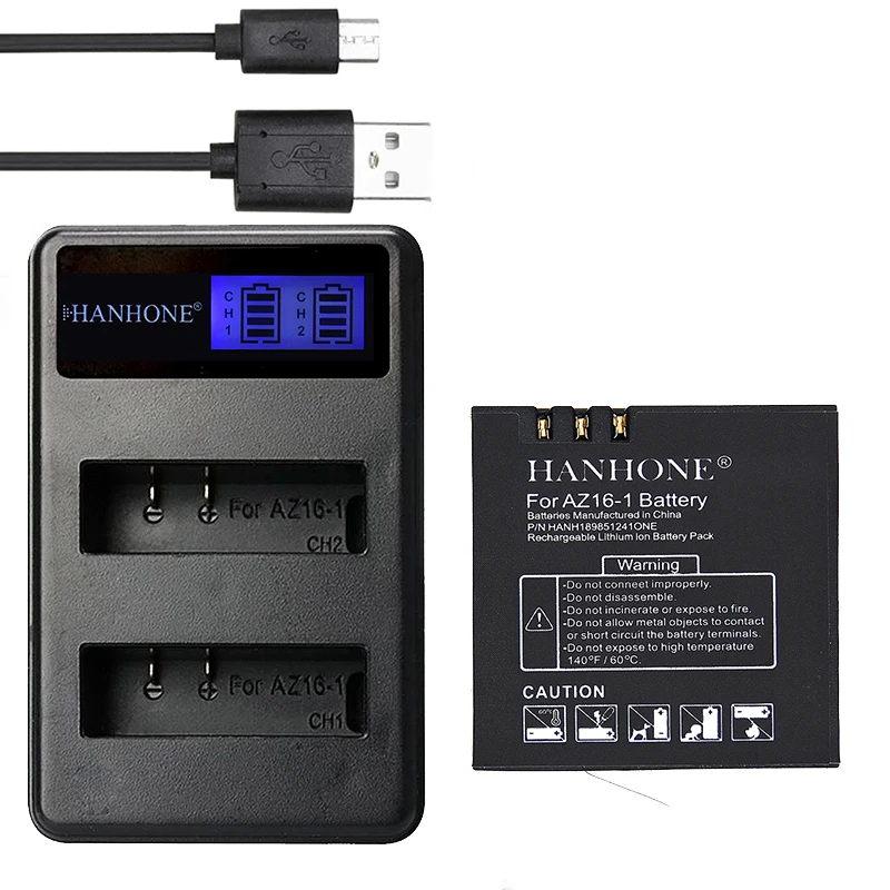 1 шт. 1700 мАч AZ16 2 батарея + ЖК USB слота зарядное устройство для Xiaomi YI 4K Yi Lite 360 VR Action Not