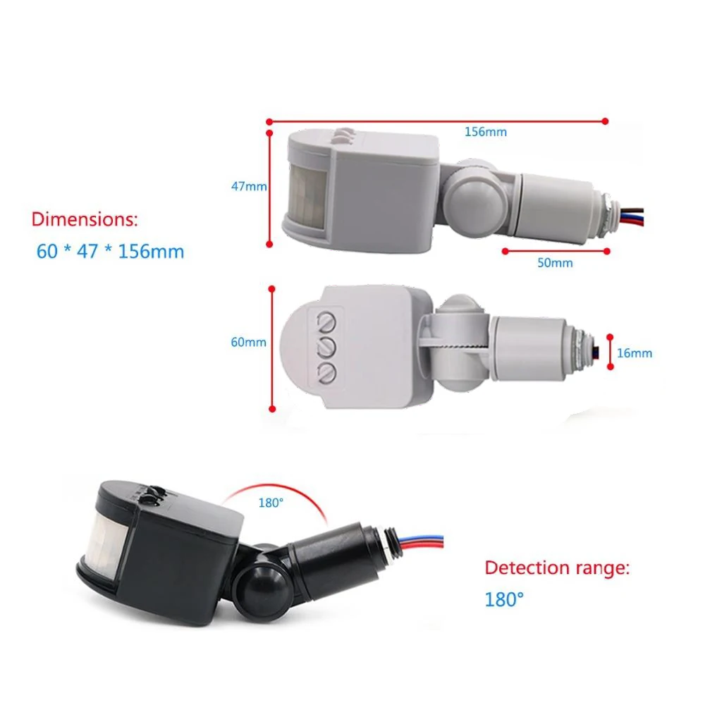 Motion Sensor Switch Detector Gray 85-265V PIR 180° LED Automatic Auto On/Off Infrared Security | Лампы и освещение