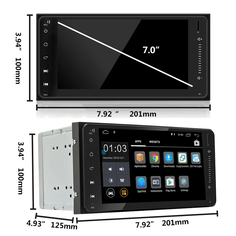 Android 6 0 2Din Автомагнитола стерео 7 дюймов емкостный пресс экран Высокое разрешение