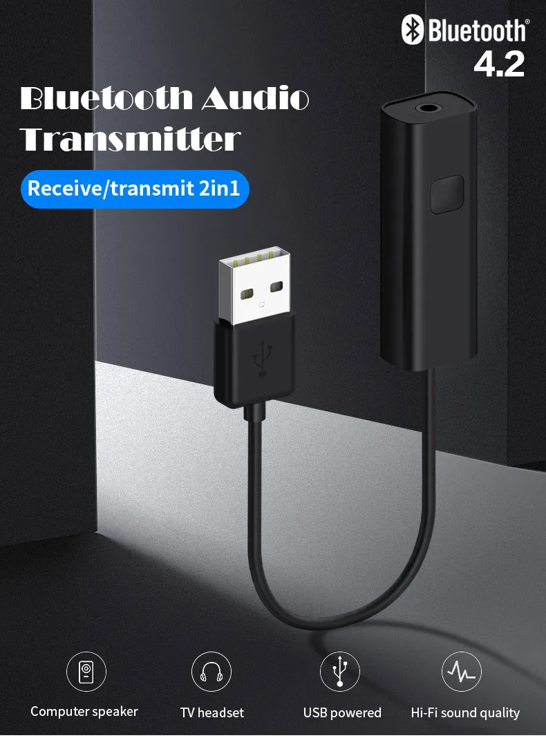 2в1 bluetooth приемник передатчик 3 5 мм AUX 4 2 адаптер для наушников динамик аудио