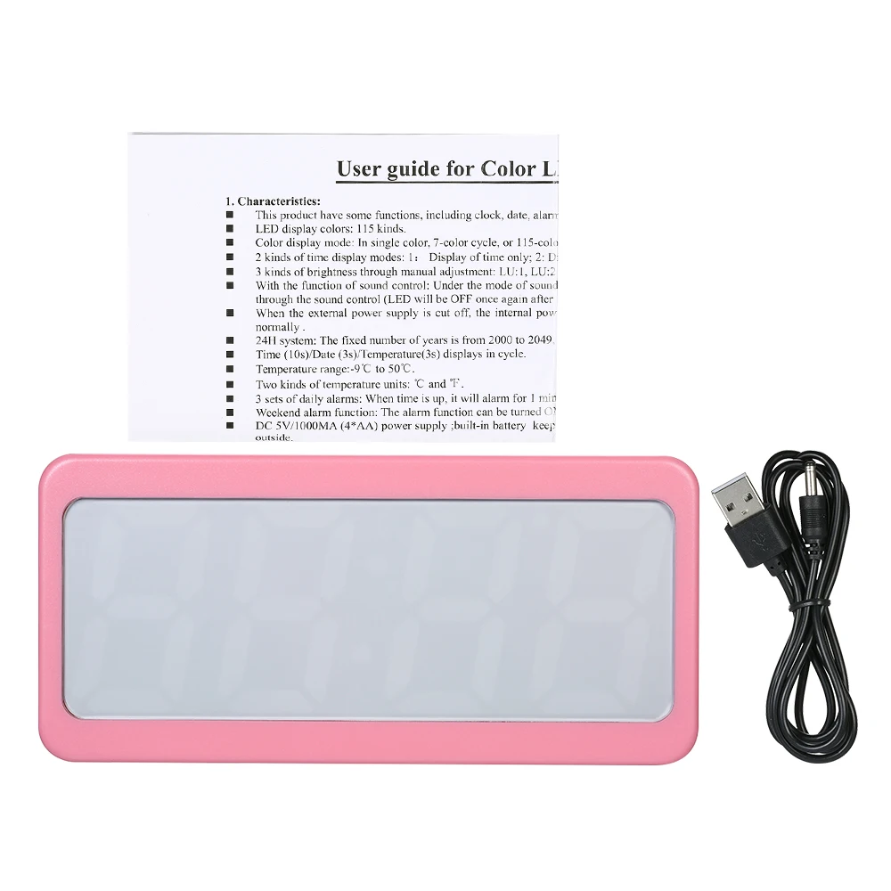Двойной источник питания цифровой RGB светодиодный Настольный будильник