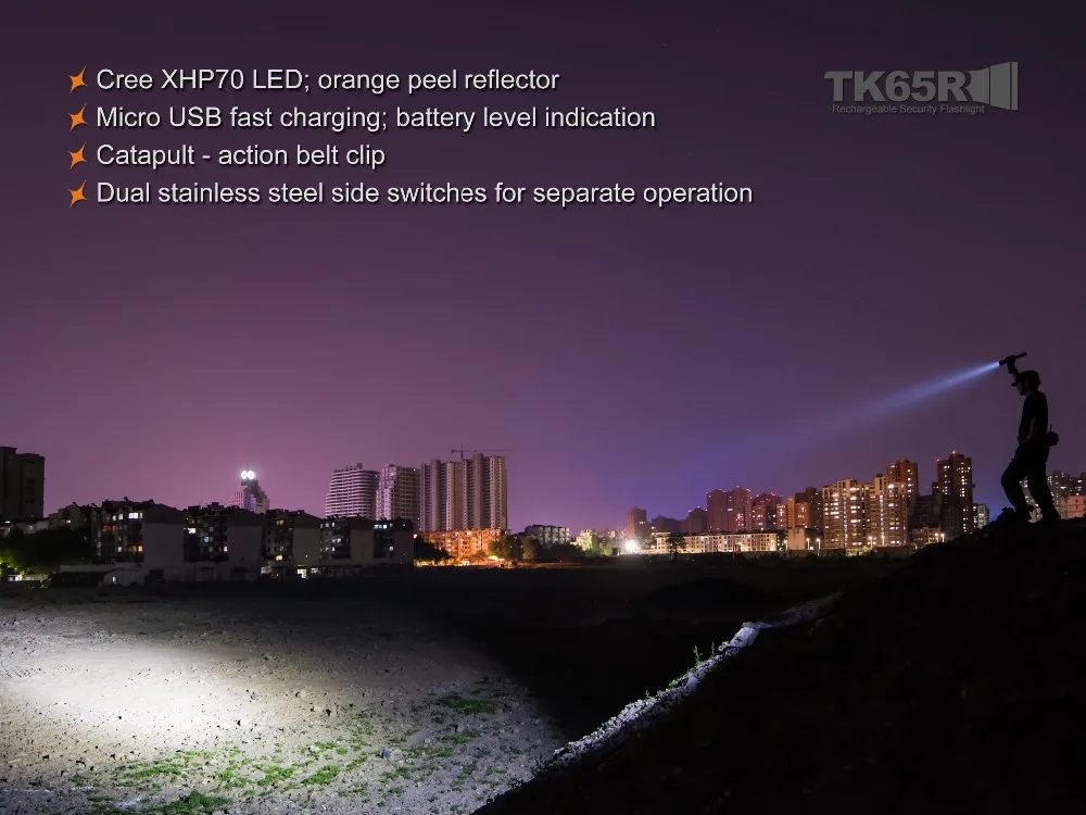 Фонарик Fenix TK65R перезаряжаемый с Micro USB 3200 люмен Cree XHP70 литий ионный