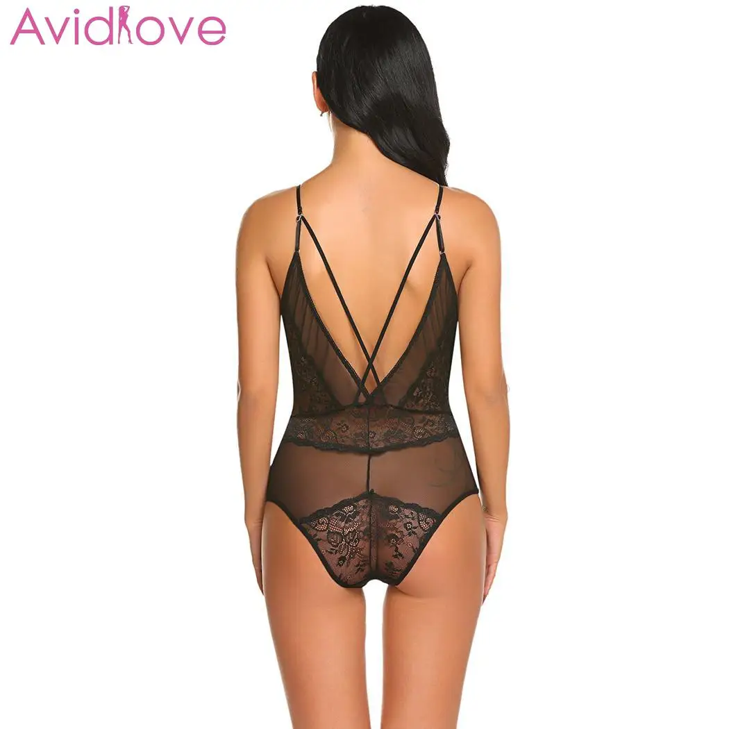 Avidlove женское сексуальное нижнее белье боди с кружевными цветами v-образным