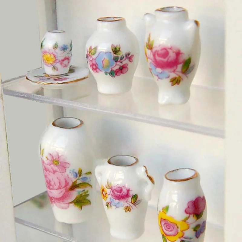 1:12 Масштаб миниатюрный кукольный домик Китай набор керамических ваз для