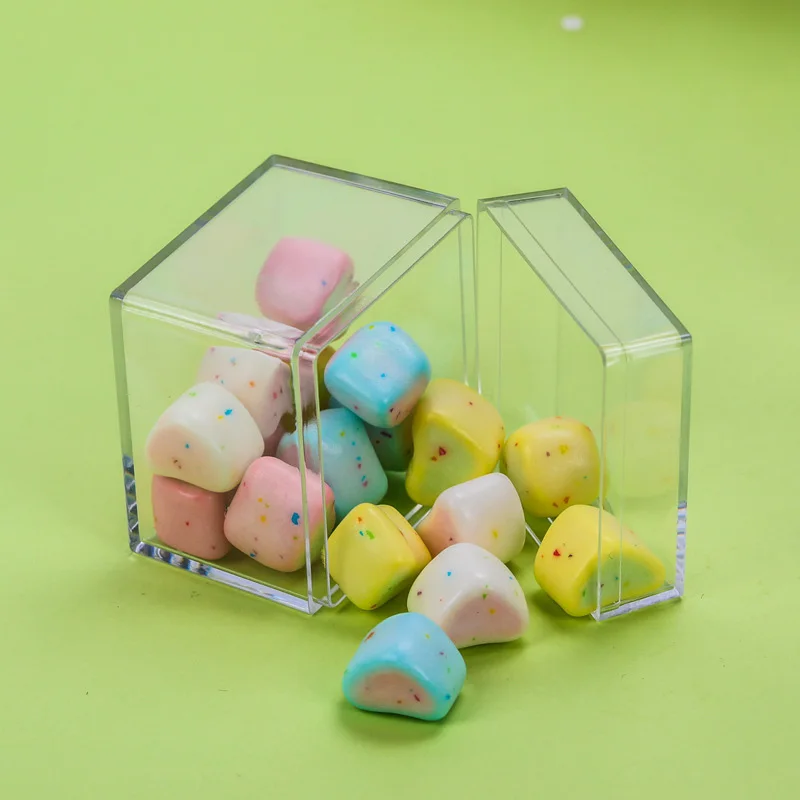 12PCS 5CM Hollow Cube Transparent Plastic Candy Box Imitate Crystal | Дом и сад