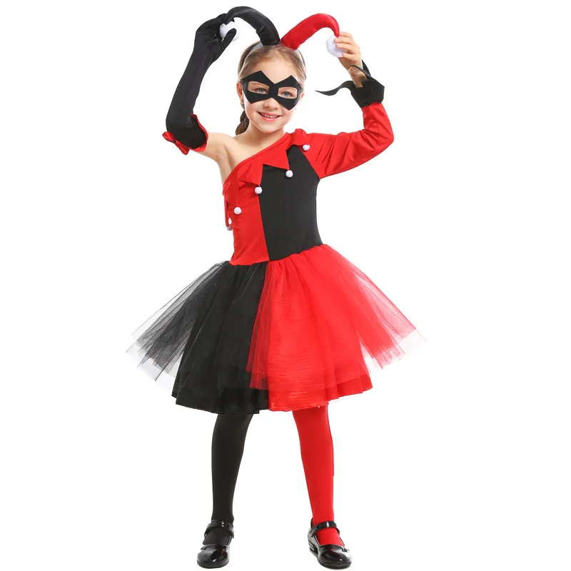 Awesome Fashionable Girls Favorite Comic Book Character Harley Quinn Traditional Black And Red Tutu Costume For Halloween | Тематическая