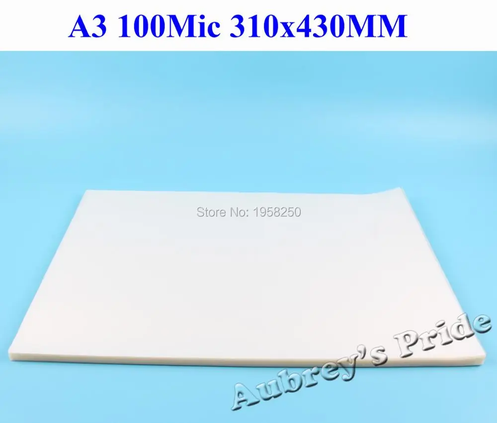 100mic(4mil) 10 листов A3 Размер 310x430 мм ПВХ прозрачная глянцевая 2 откидная ламинирующая