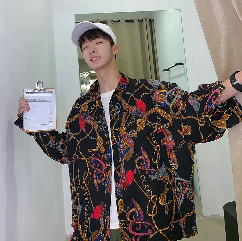 2019 Spring And Summer New Trend Handsome Korean Version Of The Campus Wind Couple Casual Loose Printed Shirt Cotton Best | Мужская