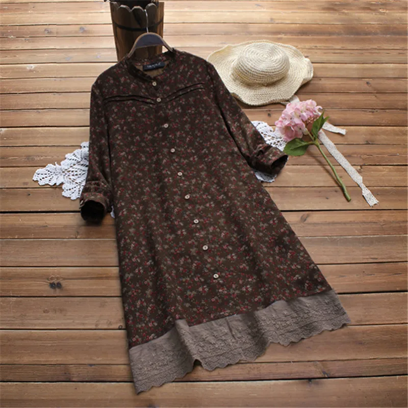 2019 весеннее платье с цветочным принтом женский сарафан женское рубашка на