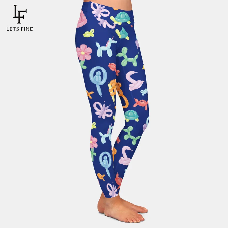 LETSFIND Brands New Arrivals  3D Balloon Printed Leggings Fashion Women High Waist High Elasticity Milk Silk Leggings