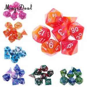 7 шт., акриловые многогранные кубики 16 мм, D20, D12, D10, D8, D6, D4 для Dungeons  Dragons, DND, MTG, RPG, настольные игры, кляп, игрушки красного и оранжевого цвета