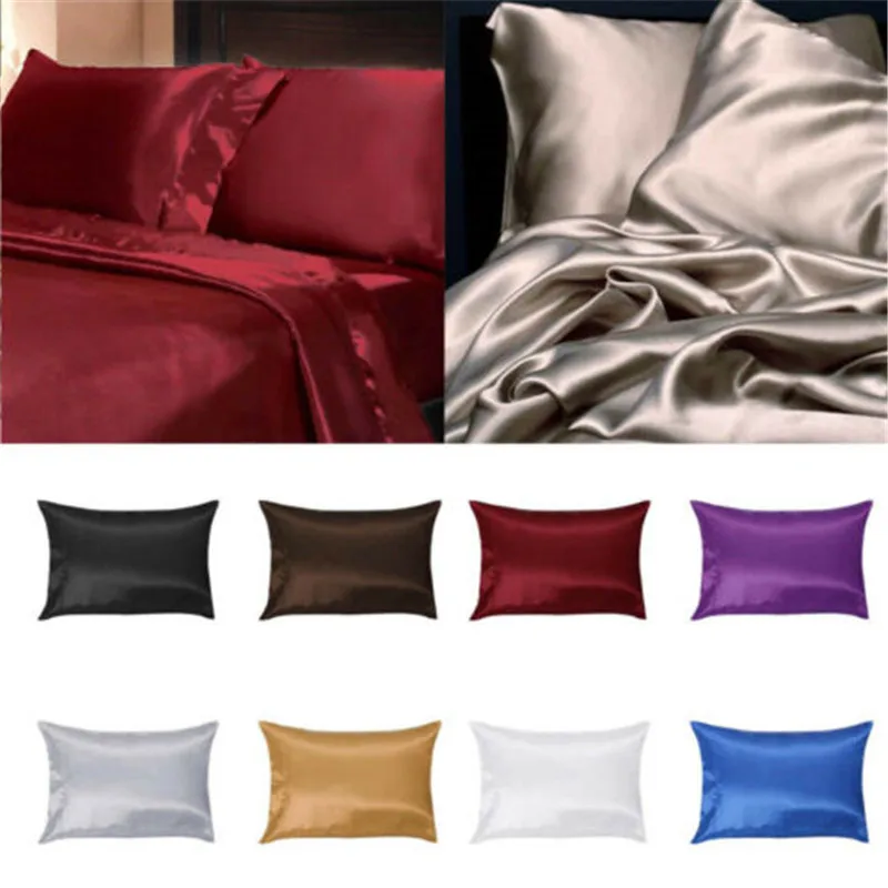 Распродажа США 2 шт. твердая шелковая наволочка стандартный размер