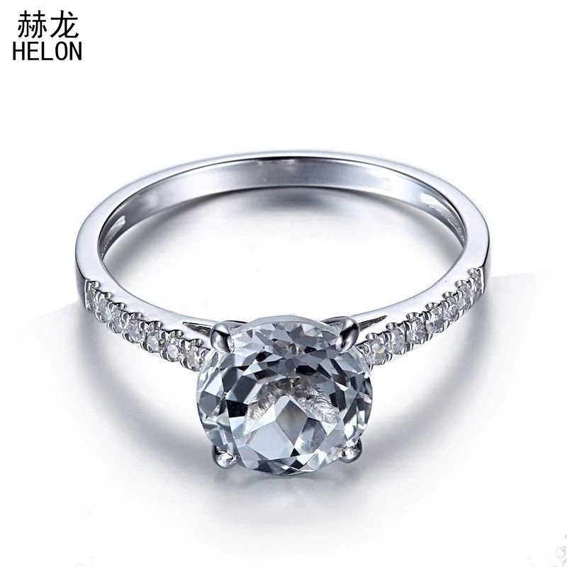 Настоящее серебро 925 пробы круглая огранка 100% натуральный белый топаз проложить