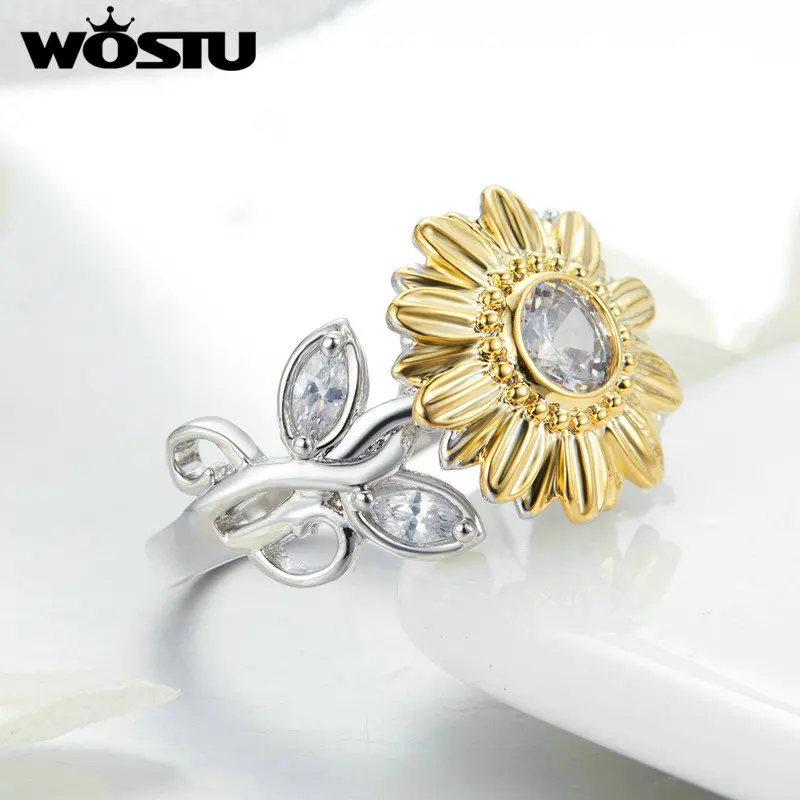 WOSTU 2019 модные цветочные кольца Серебристый циркониевый кольцо элегантные
