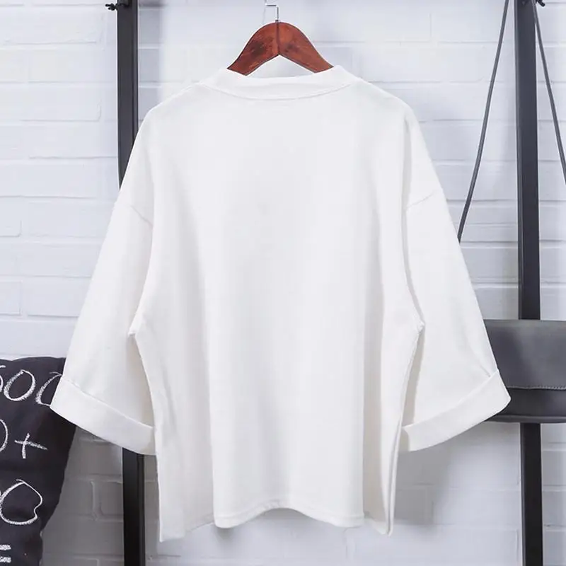 Korean Version Casual Sweet tops Loose Comfortable Cotton Solid Color pullover Round Neck One Size Spring Summer Autumn | Женская одежда