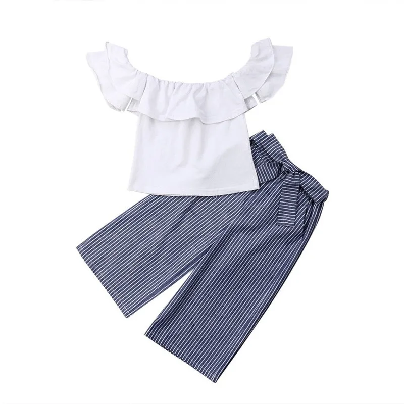 Модная одежда для новорожденных детей маленьких девочек топ с открытыми плечами