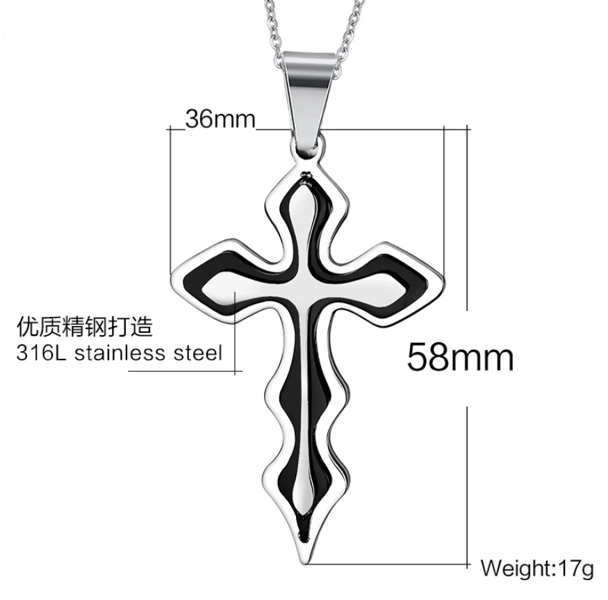 Christian cross stainless steel pendant necklace men and women fashion popular bead chain accessories clavicle | Украшения и