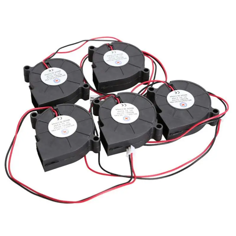 

5Pcs/set DC Blower Fan Ultra Quiet MID Speed Brushless Cooling Fan Exhaust Blower Cooler 5V 0.15A 50*15mm 2 Wire Sleeve Bearing