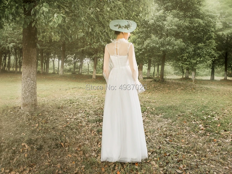 High Neck Tulle Outdoor Photography Bride Bohemian Chic Ancient Vintage Floor Length Ball Gown | Свадьбы и торжества