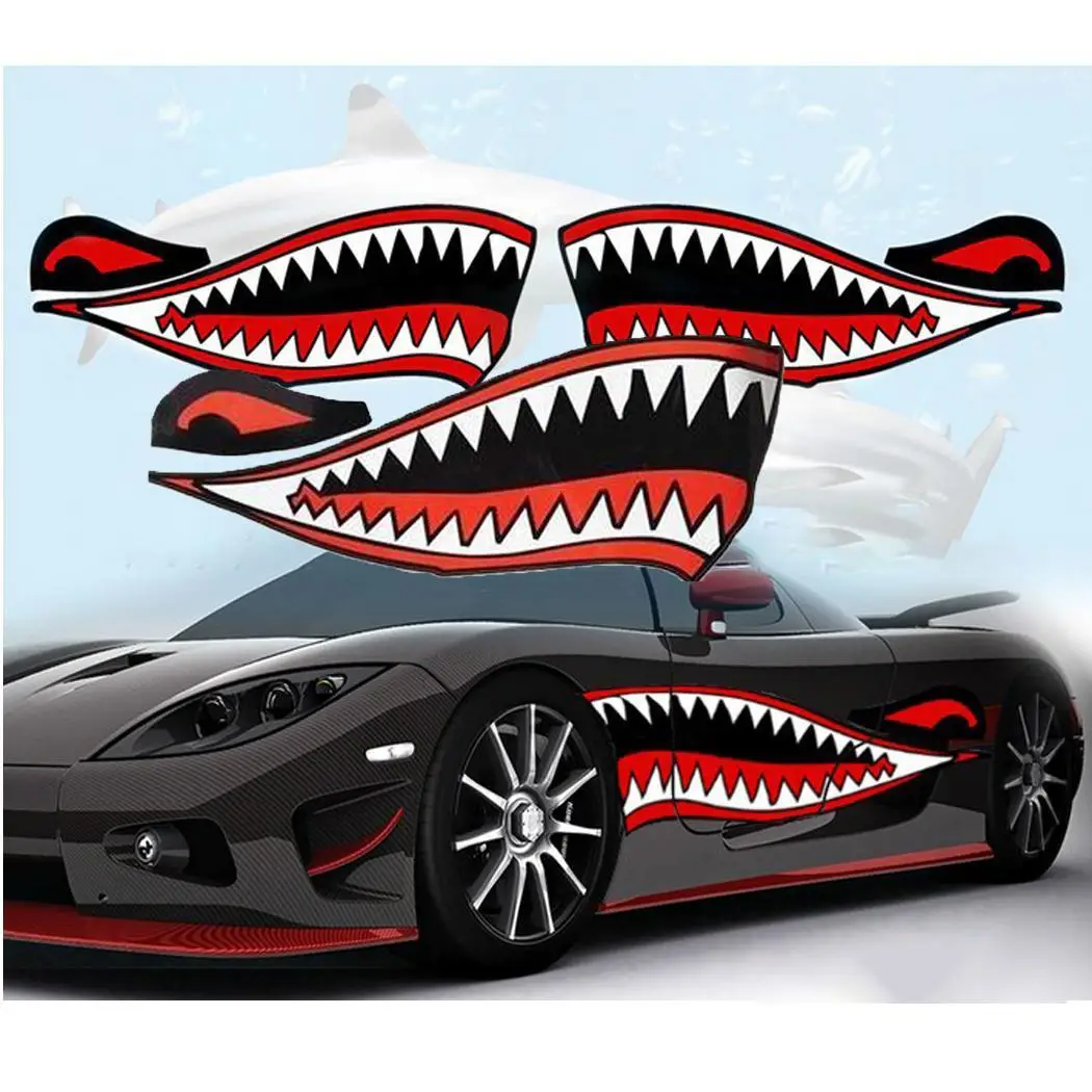 Sailnovo 2шт 40x15 см забавные автомобильные наклейки пасть акулы шаблон автомобиля