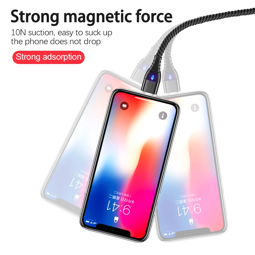 Магнитный кабель Marjay 3A Micro USB для iPhone X Type-C магнитное зарядное устройство быстрой