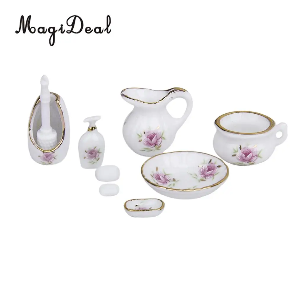 MagiDeal фарфор 8 шт./компл. аксессуары для кукольного домика в ванную комнату