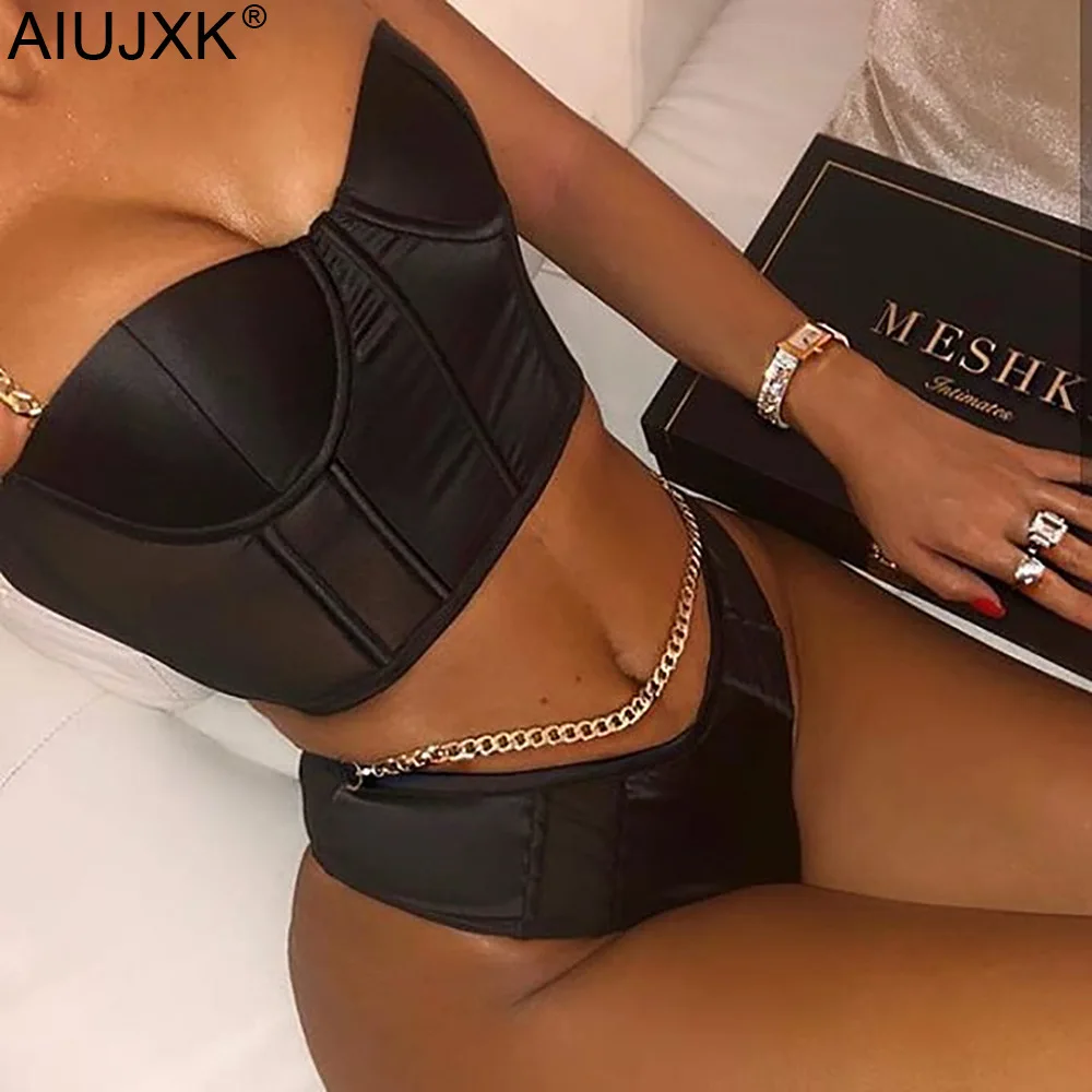 Женский комплект из двух предметов AIUJXK укороченного топа с металлической