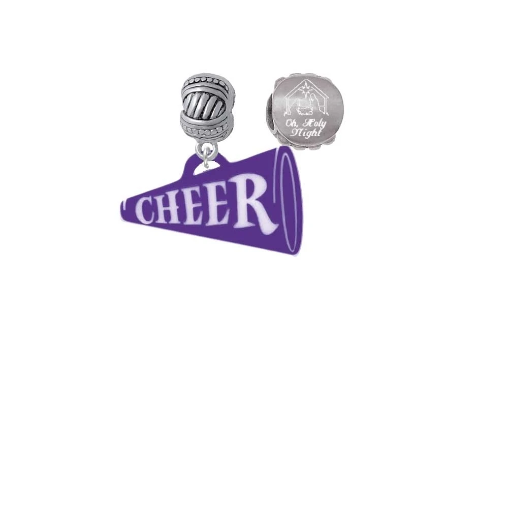 Acrylic 1.25" Purple Cheer Megaphone Come Let us Adore Him Charm Beads (Set of 2) |