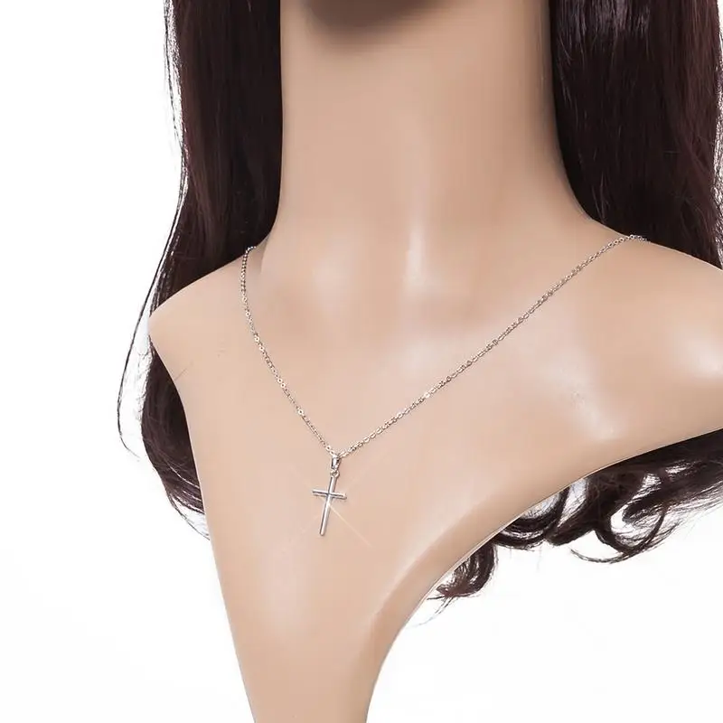 New Latin Cross Charm Necklace Simple Silver Color Pendant Chain Women Girls Fine Jewelry Gift | Украшения и аксессуары