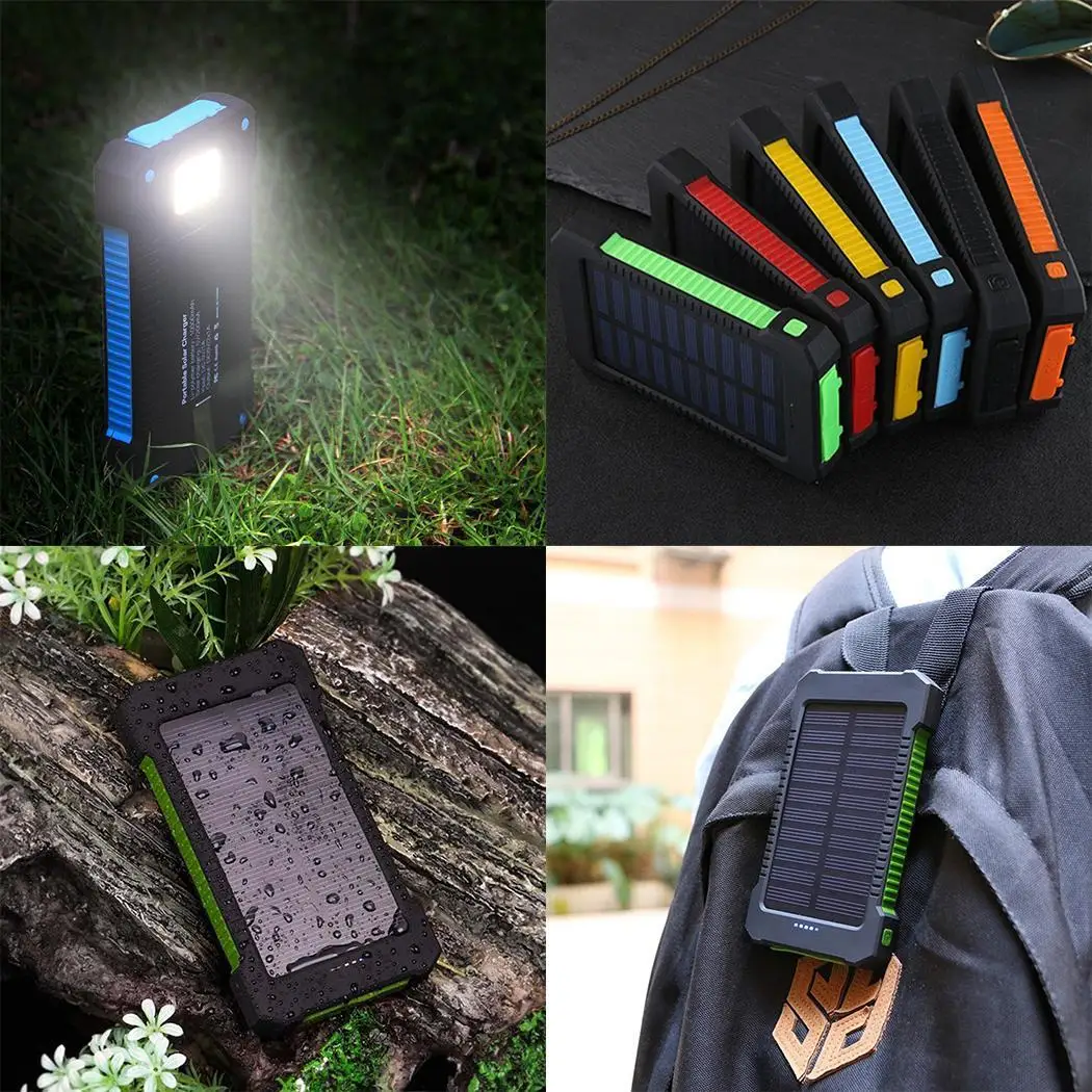 Солнечное зарядное устройство 10000ма/ч двойное внешнее usb для аккумулятора Xiaomi Iphone