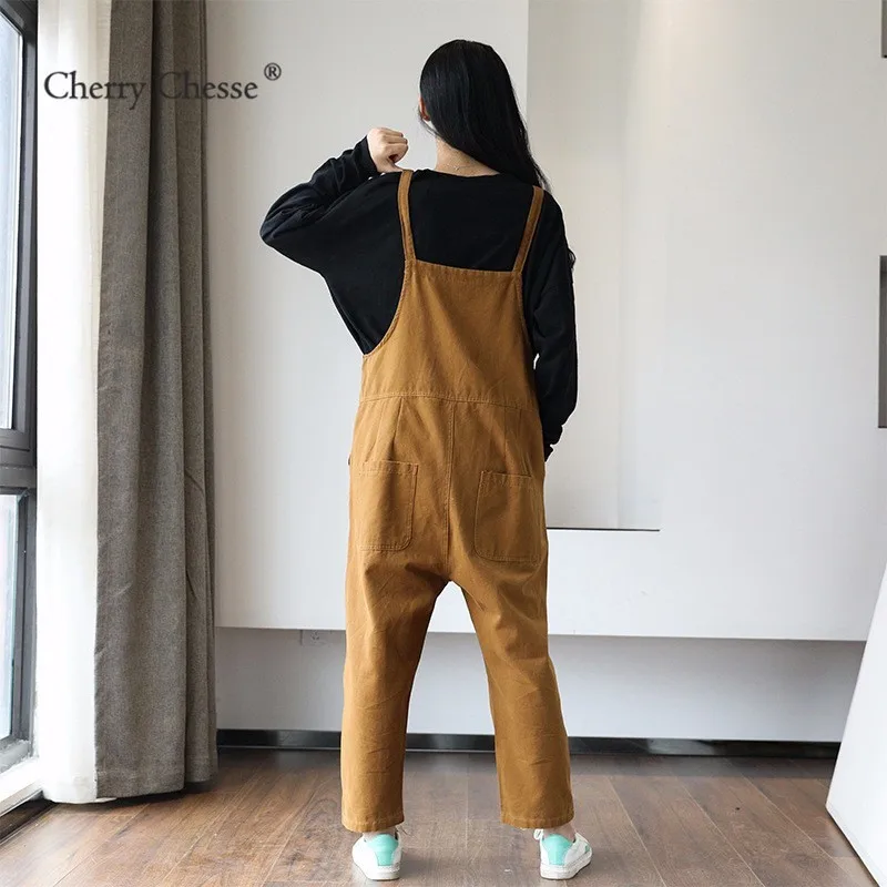 Cherry Chesse Harajuku для женщин комбинезоны девочек ремень карман твердые ботильоны