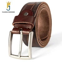 fajarina top quality retro styles 100 pure genuine leather belts striped cowhide pin buckle novelty belt for jeans men n17fj723