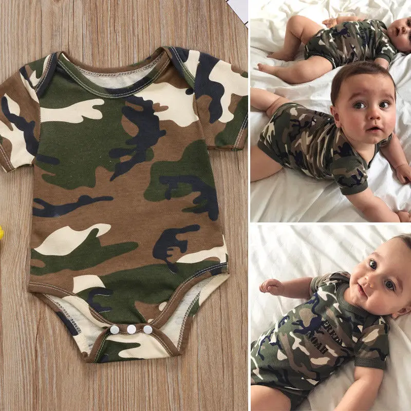 

Pudcoco Babys Jumpsuits Kids Baby Boys Girls Camo Short Sleeve Romper Jumpsuit Clothes Summer US Xiawan