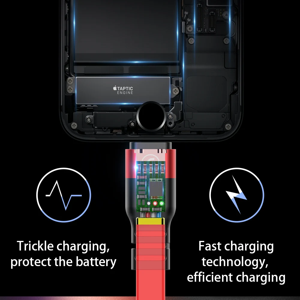 Плоский USB кабель CASEIER для iPhone X XR XS Max 8 7 6S 6 Plus 5S SE 1 м 2.3A дата быстрая зарядка C